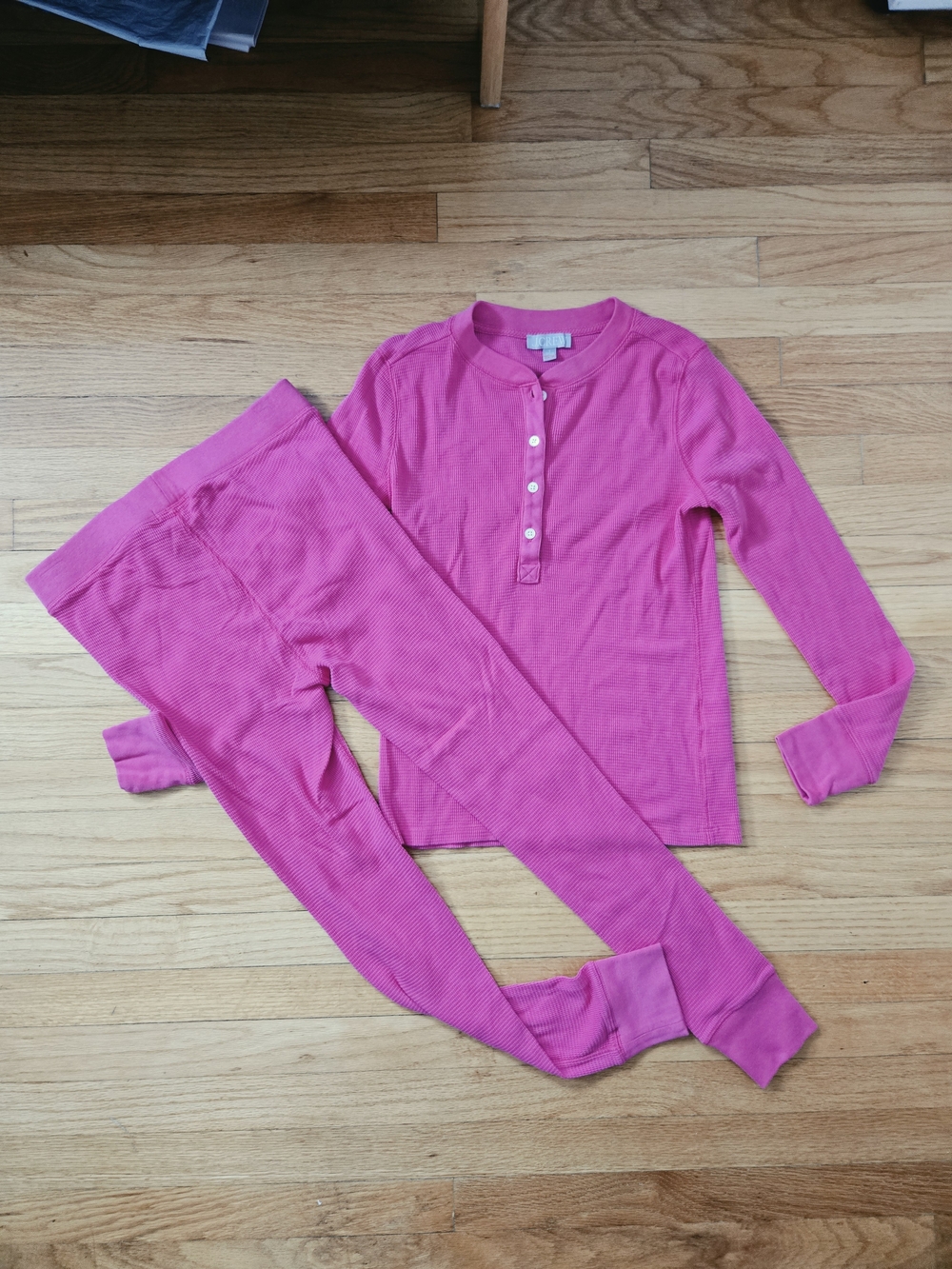 J. Crew Waffle henley pajama set woman's Small Pink Cabincore